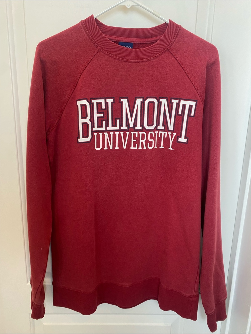 Belmont University Outta Town Crewneck Sweatshirt  Red Vintage Y2K Graphic Small